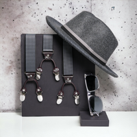 Chokore Chokore Special 3-in-1 Gift Set for Him (Black and White Suspenders, Fedora Hat, & Sunglasses)