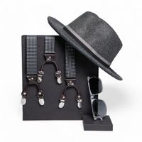 Chokore Chokore Special 3-in-1 Gift Set for Him (Black and White Suspenders, Fedora Hat, & Sunglasses)