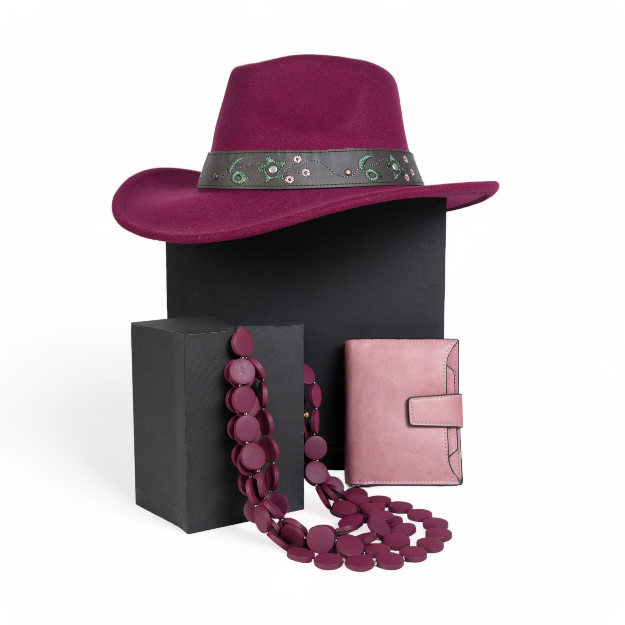 Chokore Special 3-in-1 Gift Set for Her (Cowboy Hat, Wallet, & Necklace)