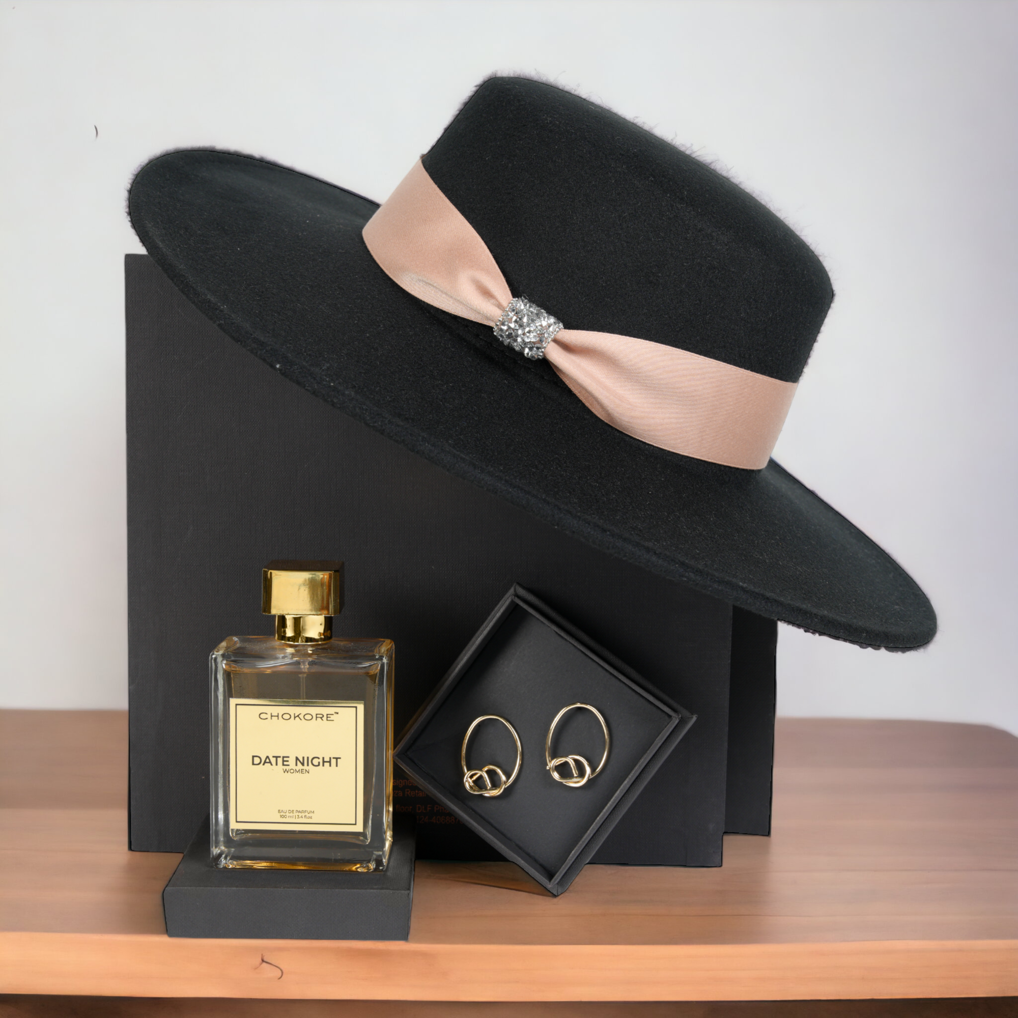 Chokore Special 3-in-1 Gift Set for Her (Hat, Earrings, & Perfume, 100 ml)