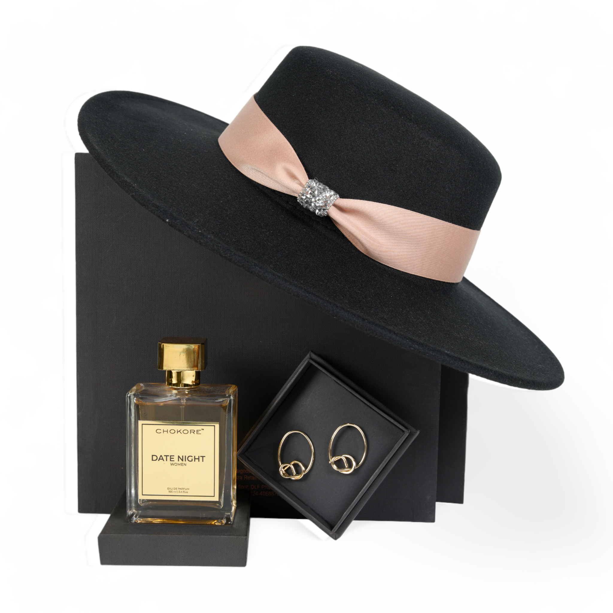Chokore Special 3-in-1 Gift Set for Her (Hat, Earrings, & Perfume, 100 ml)