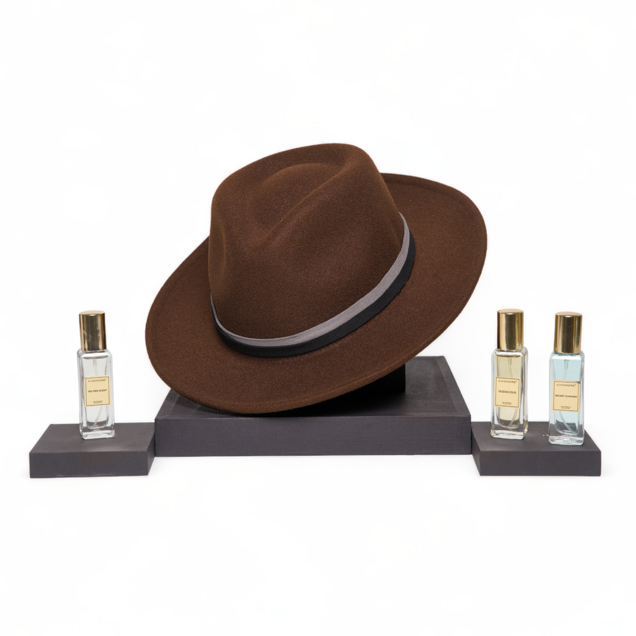 Chokore Special 2-in-1 Gift Set for Him (Vintage Fedora Hat, & Perfumes Combo)