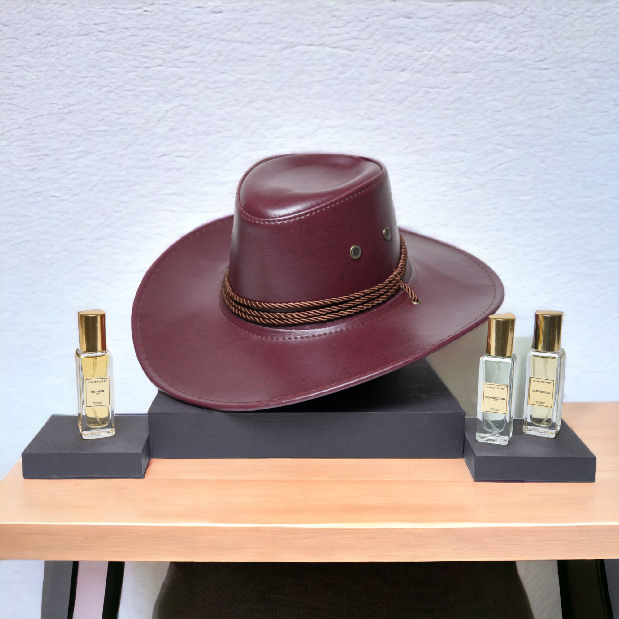 "Chokore Special 2-in-1 Gift Set for Him (Leather Cowboy Hat, & Perfumes Combo)  "