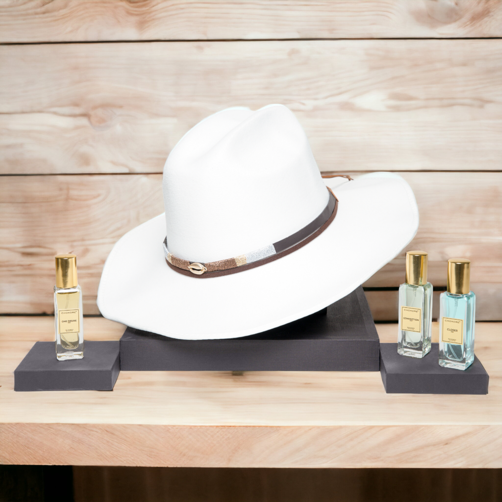 Chokore Special 2-in-1 Gift Set for Him (Cowboy Hat - White, & Perfumes Combo)