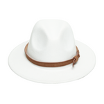 Chokore Chokore Fedora Hat with Vegan Leather Belt (White) 