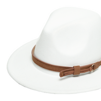 Chokore Chokore Fedora Hat with Vegan Leather Belt (White)