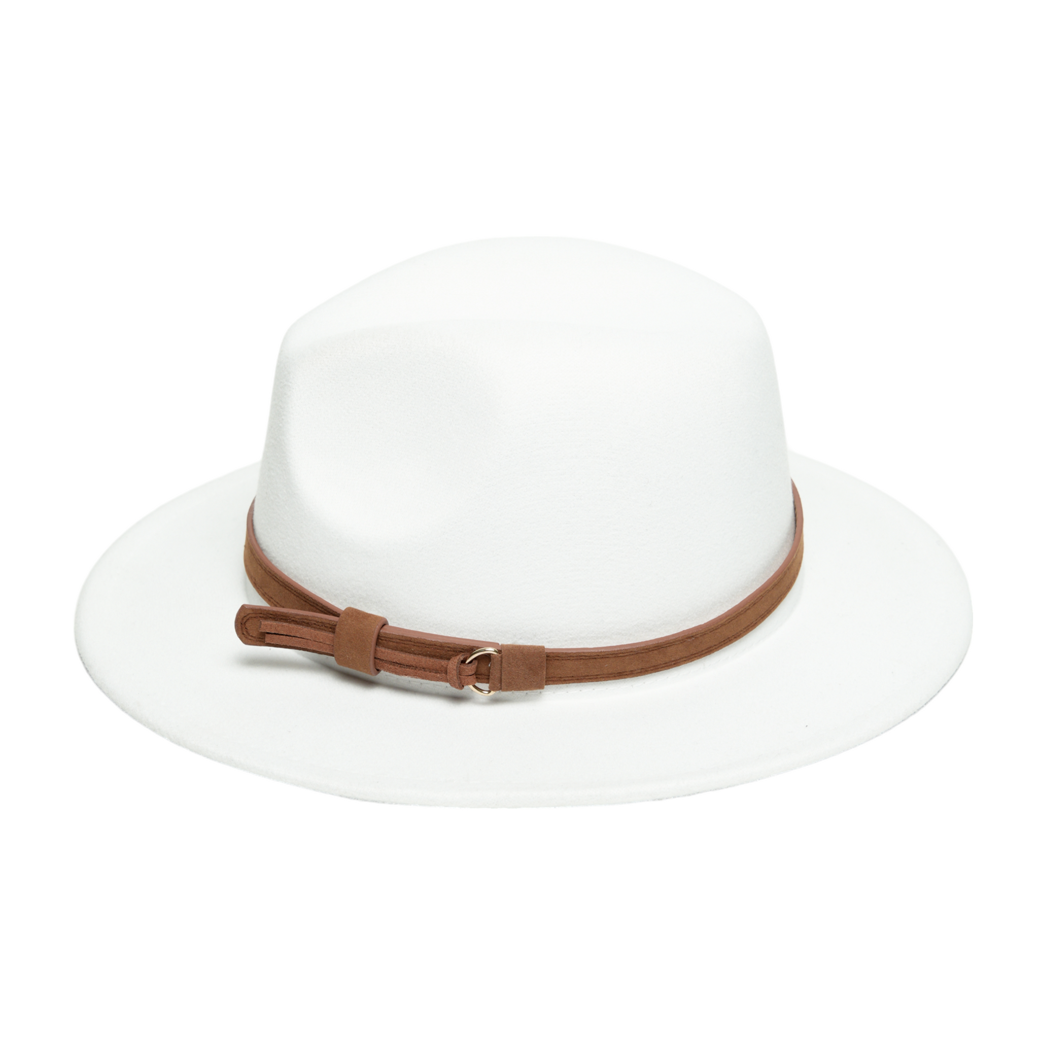 Chokore Fedora Hat with Vegan Leather Belt (White)