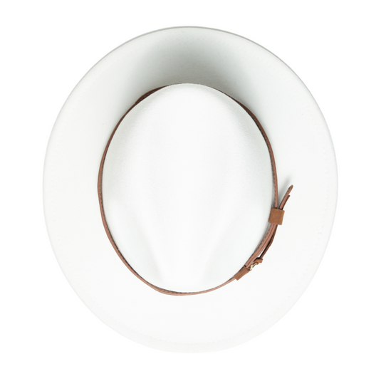 Chokore Fedora Hat with Vegan Leather Belt (White)