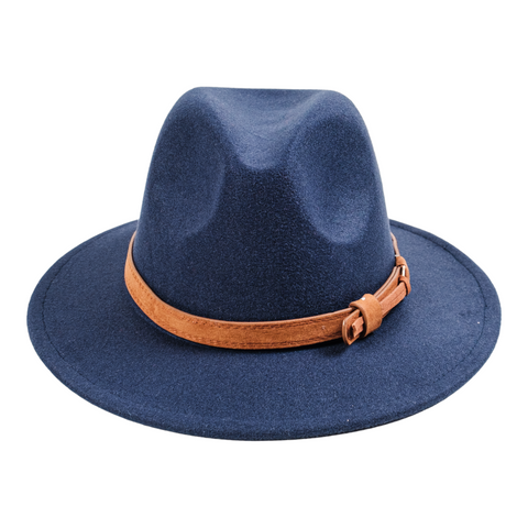 Chokore Fedora Hat with Vegan Leather Belt (Enamel Blue) - Chokore Fedora Hat with Vegan Leather Belt (Enamel Blue)