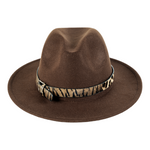 Chokore  Chokore Fedora Hat with Leopard Belt (Chocolate Brown)