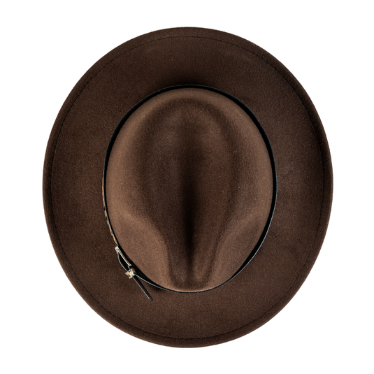 Chokore Fedora Hat with Leopard Belt (Chocolate Brown)