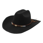 Chokore Chokore PU Leather Cowboy Hat with Ox Head (Camel) Chokore Cowboy Hat with Shell Belt (Black)