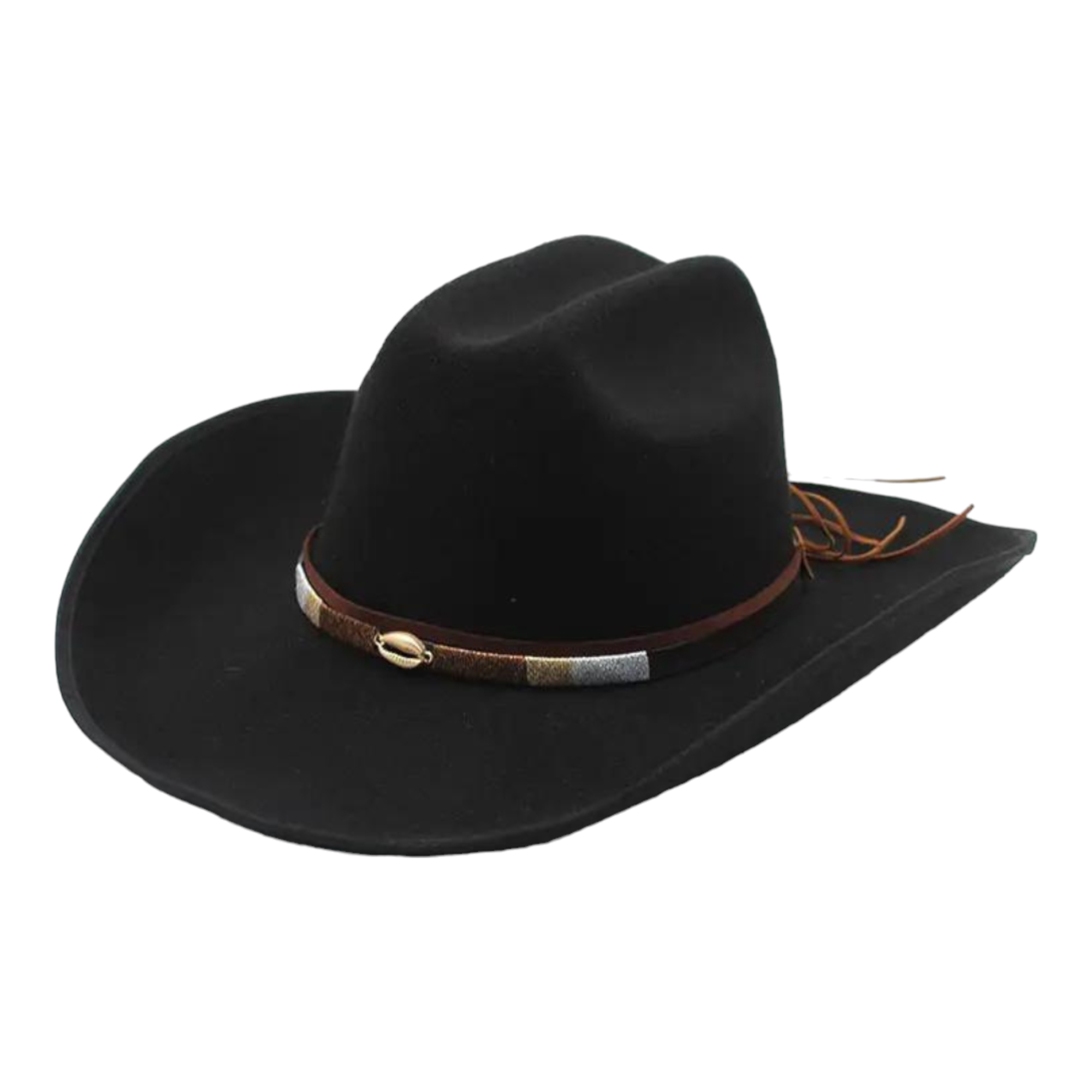 Chokore Cowboy Hat with Shell Belt (Black)