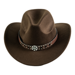 Chokore  Chokore Cowboy Hat with Vegan Leather Embellished Belt (Chocolate Brown)
