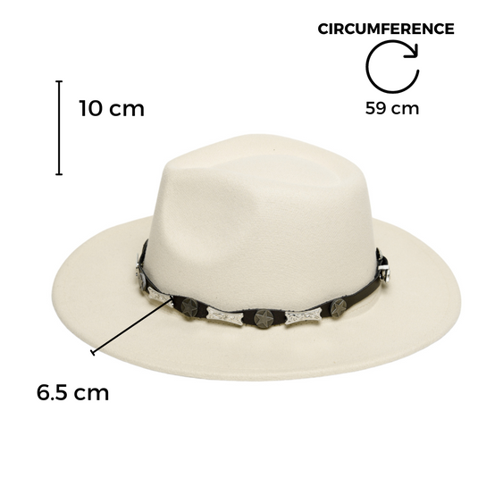 Chokore Cowboy Hat with Buckle Belt (Off White)