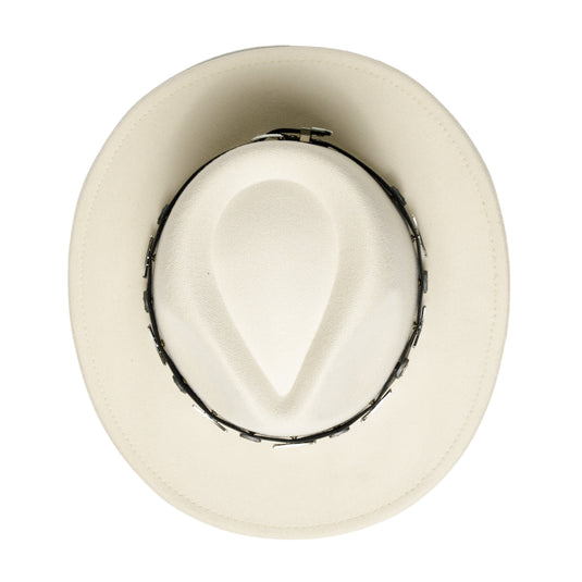 Chokore Cowboy Hat with Buckle Belt (Off White)