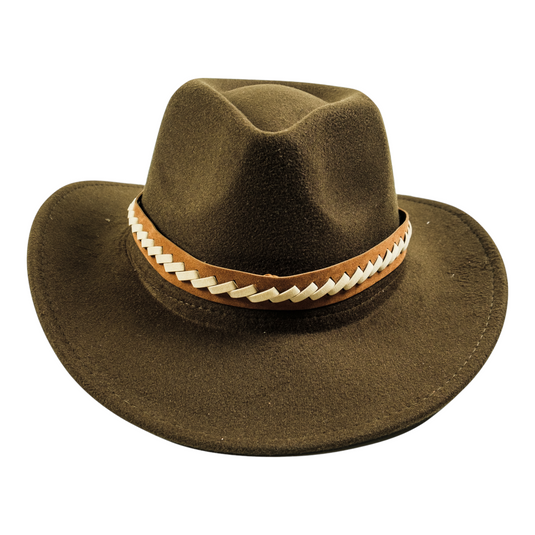 Chokore Cowboy Hat with Braided PU Belt (Forest Green)