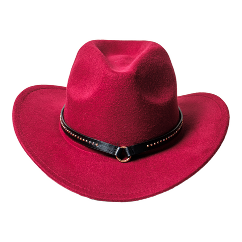 Chokore Cowboy Hat with Belt Band (Burgundy) - Chokore Cowboy Hat with Belt Band (Burgundy)