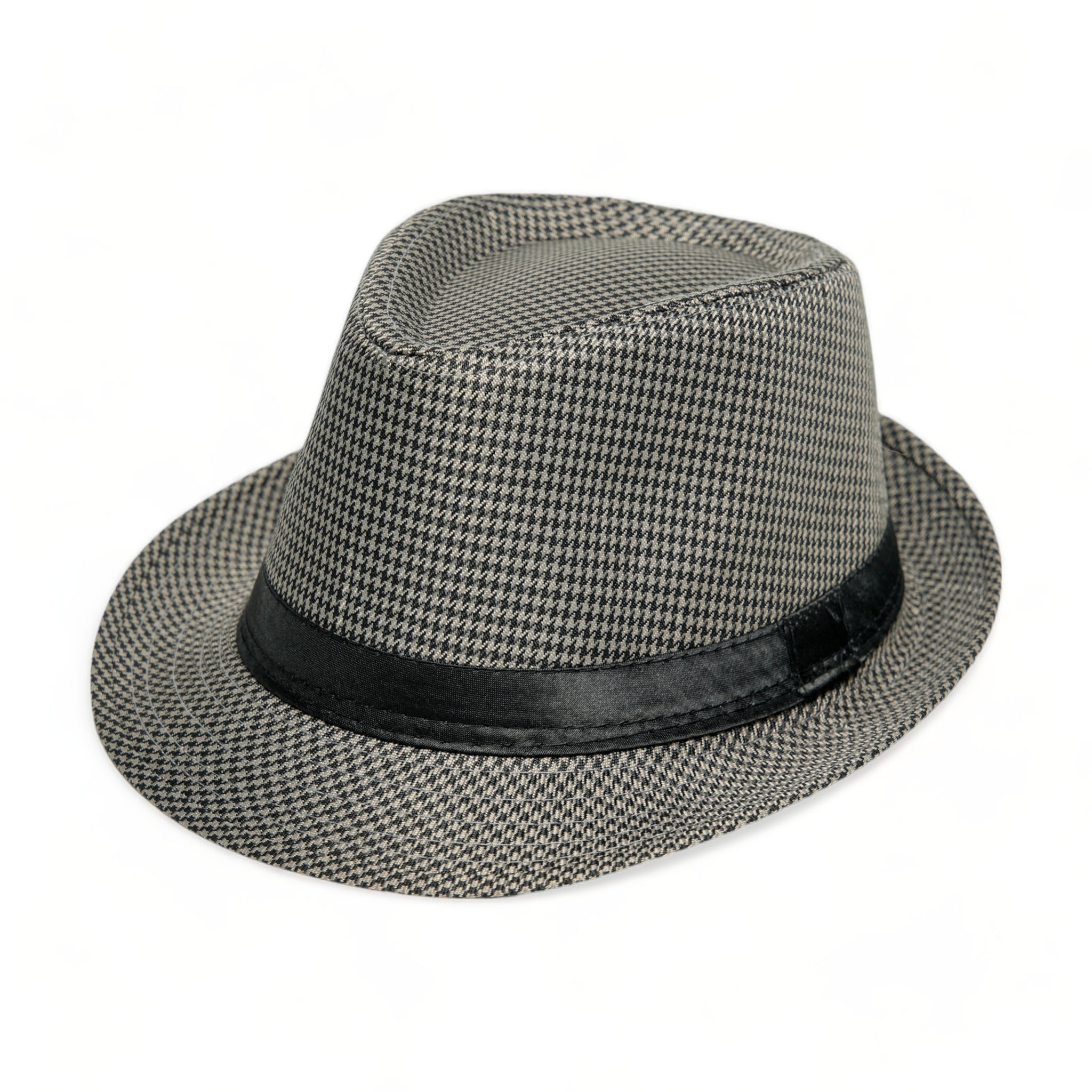 Chokore Fedora Hat in Houndstooth Pattern (Gray)