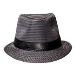 Chokore  Chokore Fedora Hat in Houndstooth Pattern (Dark Grey)