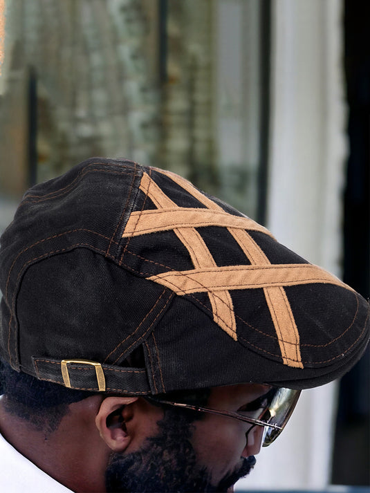 Chokore Denim Ivy Cap with Suede Detail (Black)