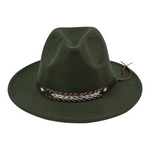 Chokore  Chokore Fedora Hat with Braided PU Leather Belt (Forest Green)
