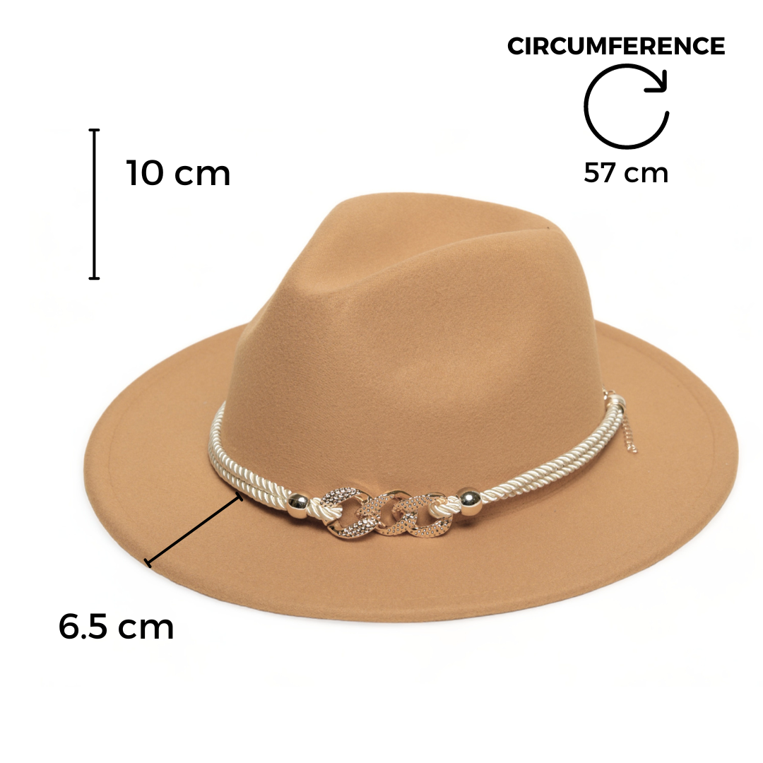 Chokore Fedora Hat with Belt Buckle (Tan Brown)
