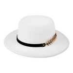 Chokore  Chokore Party Panama Hat with Leaf Buckle (White)