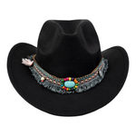 Chokore Chokore Pinched Cowboy Hat with Ox head Belt (Chocolate Brown) Chokore Boho-Tibetan Ethnic Cowboy Hat (Black)