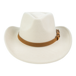 Chokore  Chokore Pinched Cowboy Hat with PU Leather Belt (Off White)