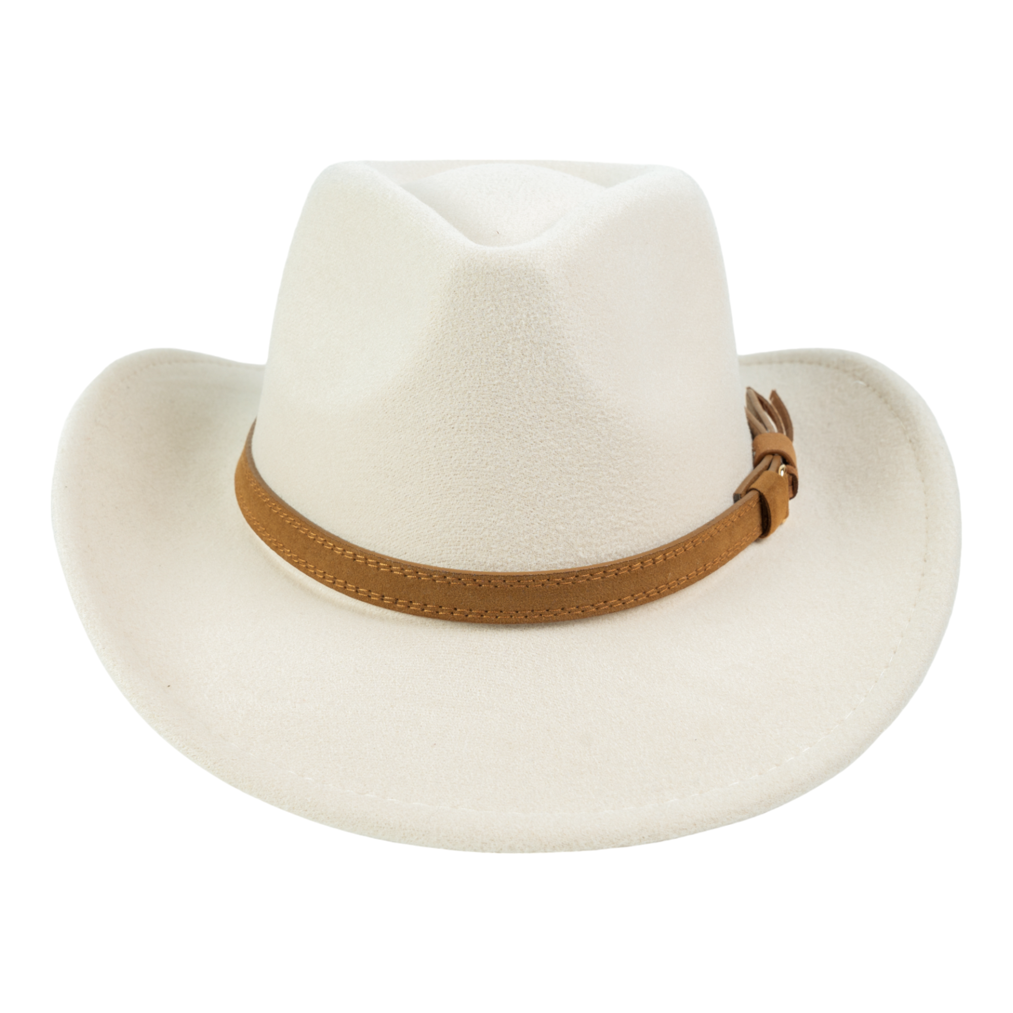 Chokore Pinched Cowboy Hat with PU Leather Belt (Off White)
