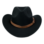 Chokore Chokore Boho Style Fedora Hat (Chocolate Brown) Chokore Pinched Cowboy Hat with PU Leather Belt (Black)