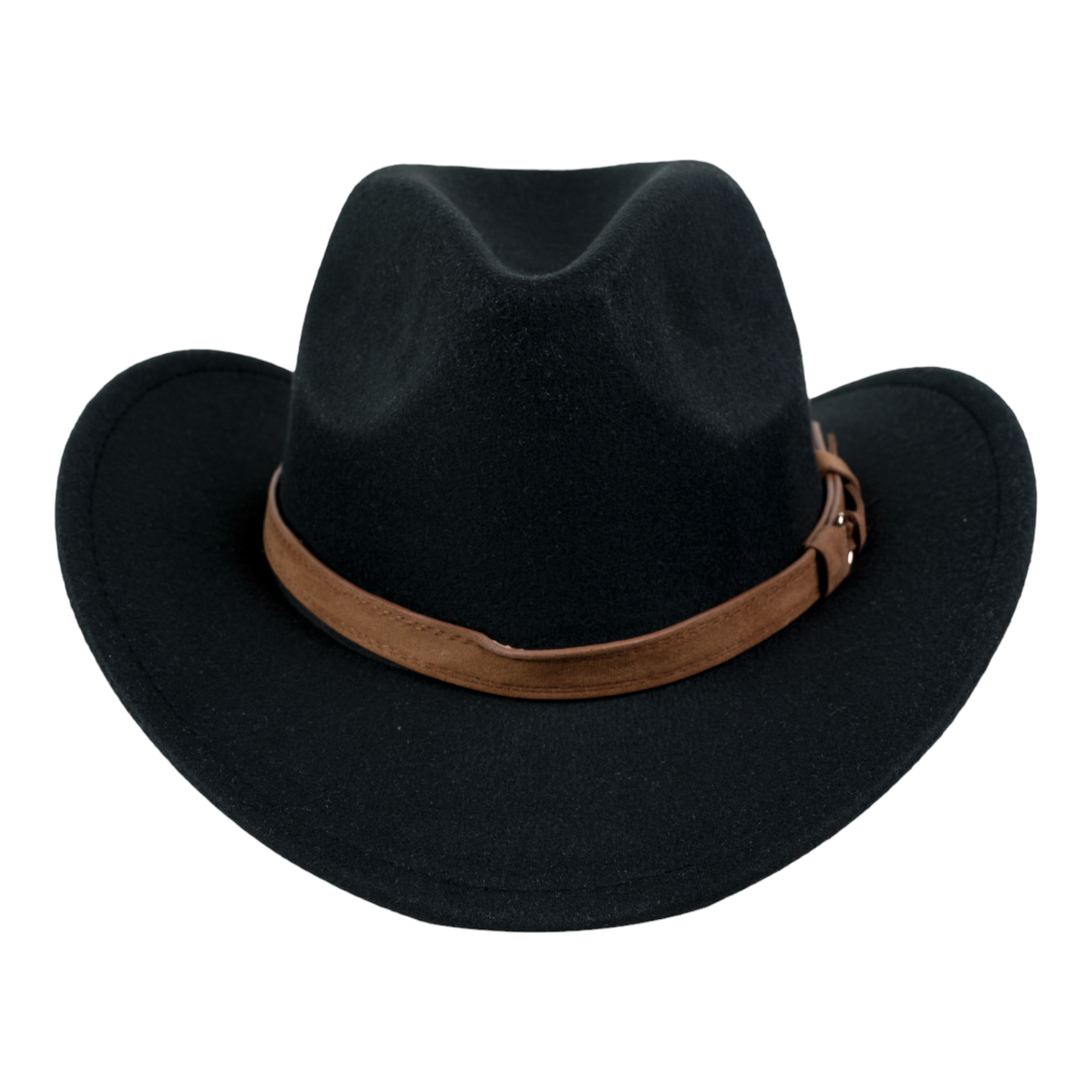 Chokore Pinched Cowboy Hat with PU Leather Belt (Black)