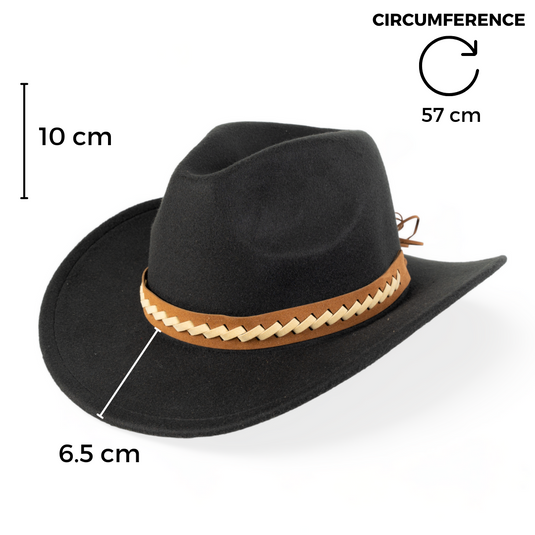 Chokore Cowboy Hat with Braided PU Belt (Black)