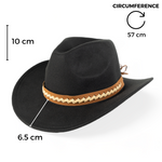 Chokore Chokore Cowboy Hat with Braided PU Belt (Black) 