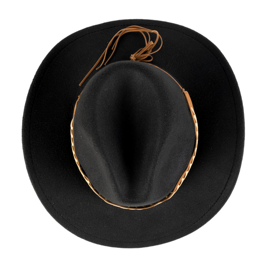 Chokore Cowboy Hat with Braided PU Belt (Black)