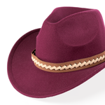Chokore Chokore Cowboy Hat with Braided PU Belt (Burgundy) 