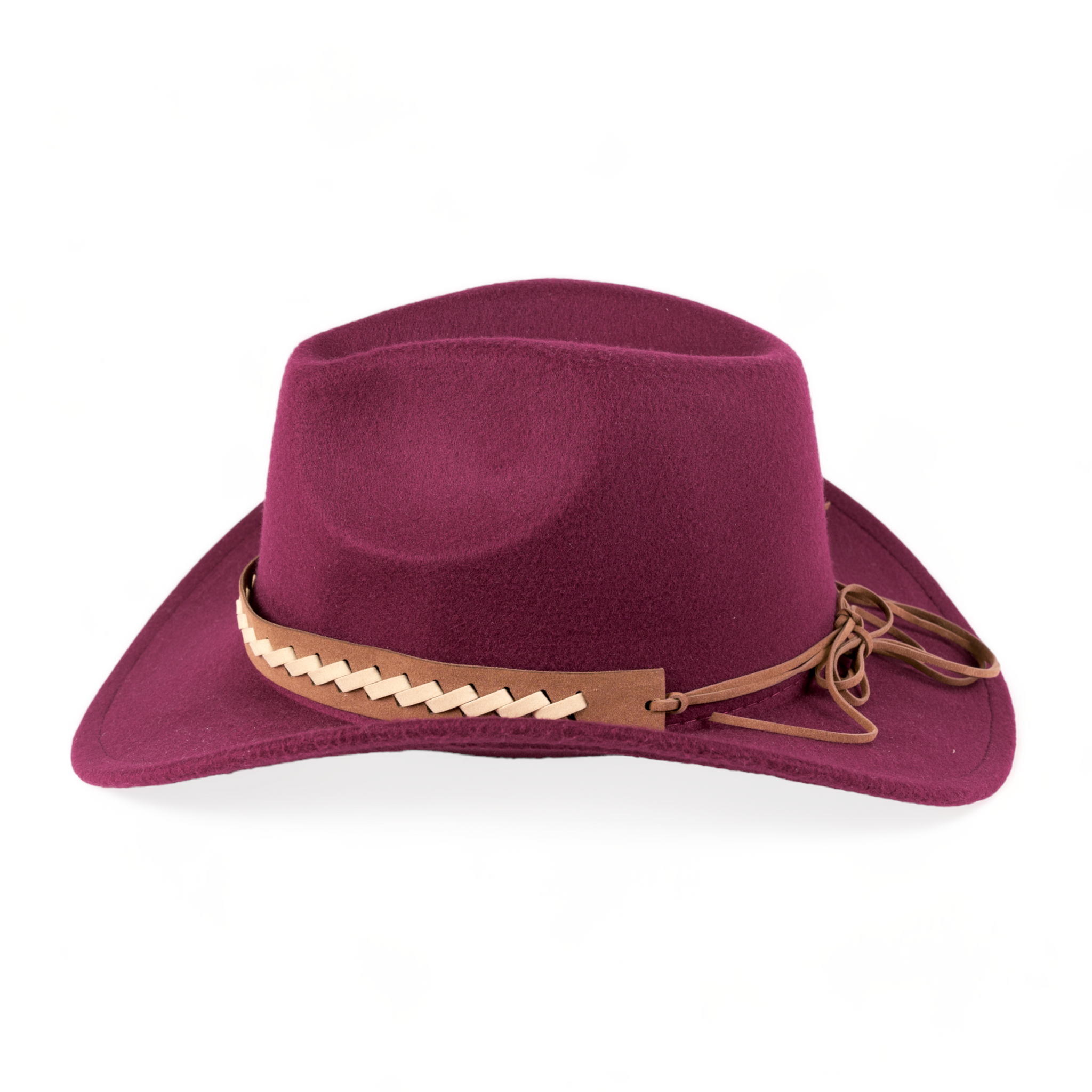 Chokore Cowboy Hat with Braided PU Belt (Burgundy)