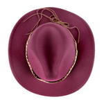 Chokore Chokore Cowboy Hat with Braided PU Belt (Burgundy) 