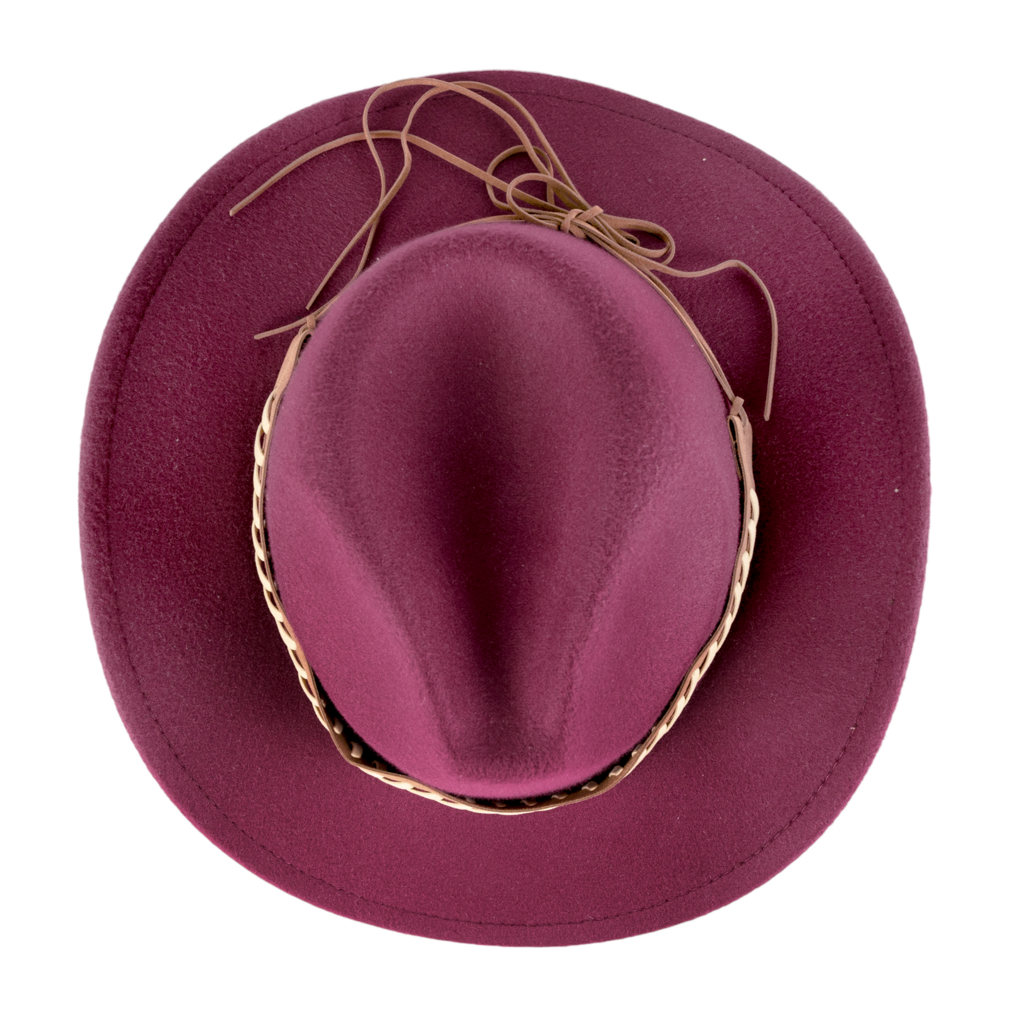 Chokore Cowboy Hat with Braided PU Belt (Burgundy)