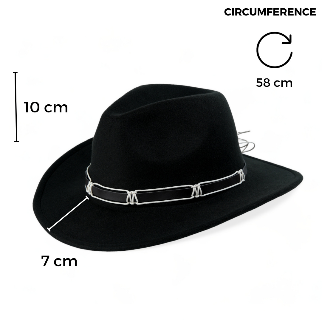 Chokore Cowboy Hat with Black and White Belt (Black)