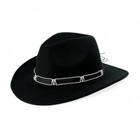 Chokore Chokore Cowboy Hat with Black and White Belt (Black)