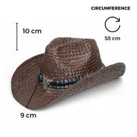 Chokore Chokore Handcrafted Cowboy Hat with Ox head Belt (Brown)