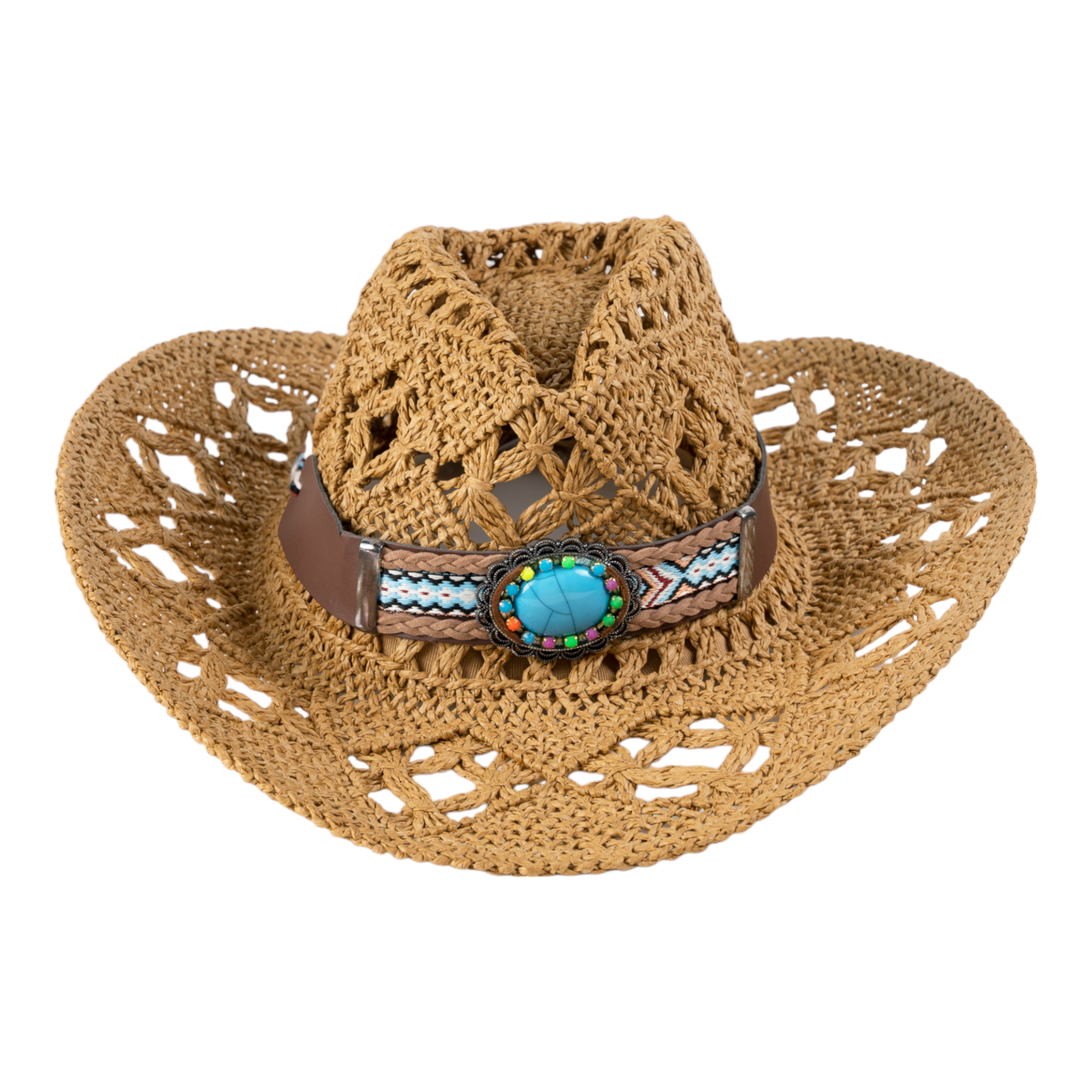 Chokore Handcrafted Cowboy Hat with Tibetan Belt (Khaki)