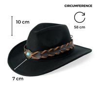 Chokore Chokore Cowboy Hat with Braided PU Belt (Black)