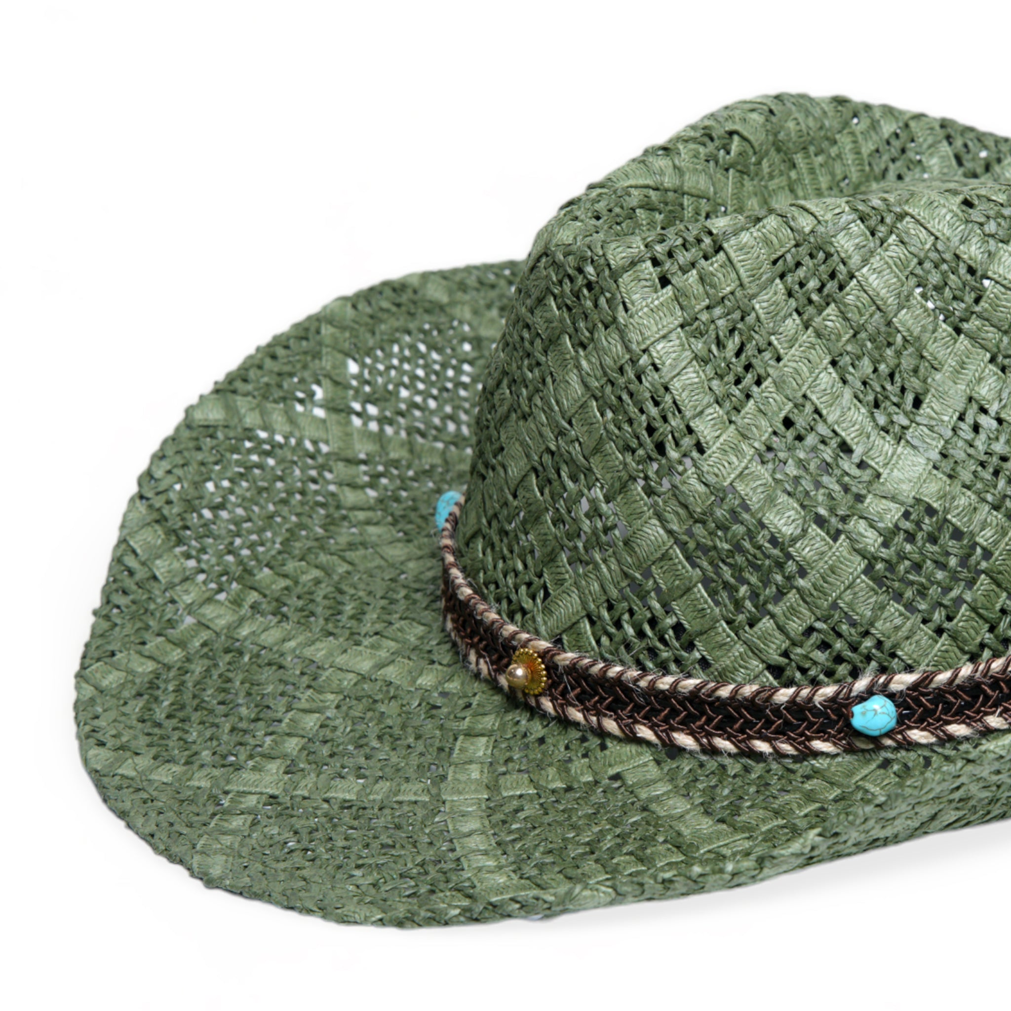 Chokore Handcrafted Straw Cowboy Hat (Green)