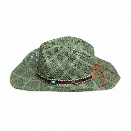 Chokore Handcrafted Straw Cowboy Hat (Green)
