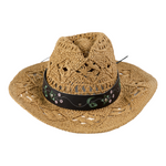 Chokore  Chokore Handcrafted Cowboy Hat with Embroidered Belt (Khaki)