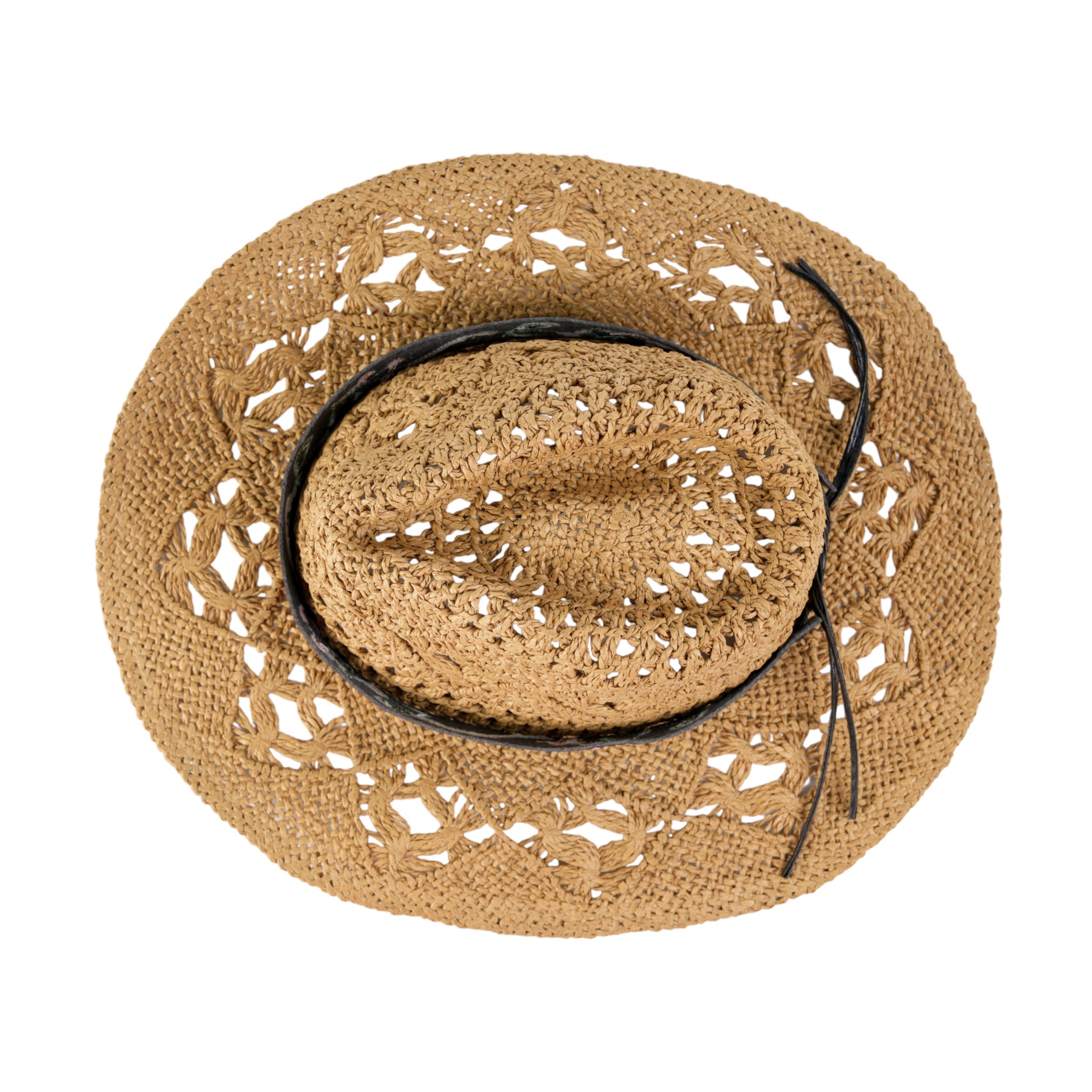 Chokore Handcrafted Cowboy Hat with Embroidered Belt (Khaki)