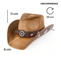 Chokore Chokore Embroidered Straw Cowboy Hat with Windproof Belt (Khaki)